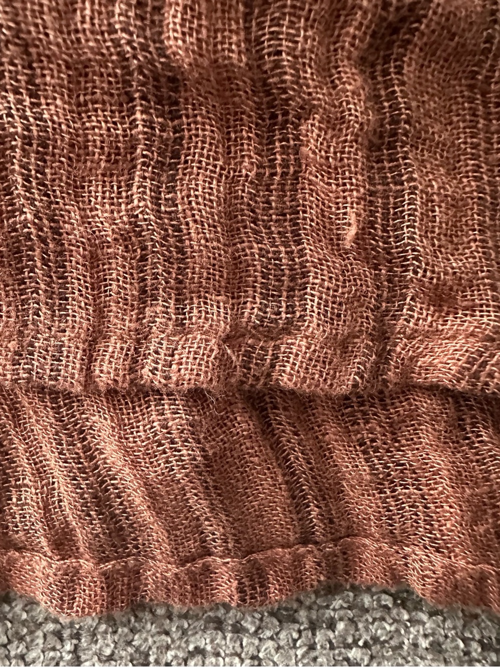 Textured Button-Front Tunic Top in Rust Brown - Picture 6 of 9
